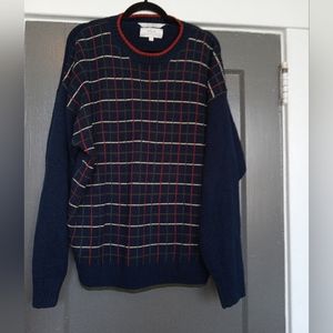 Orange and navy Grandpa vintage sweater xl